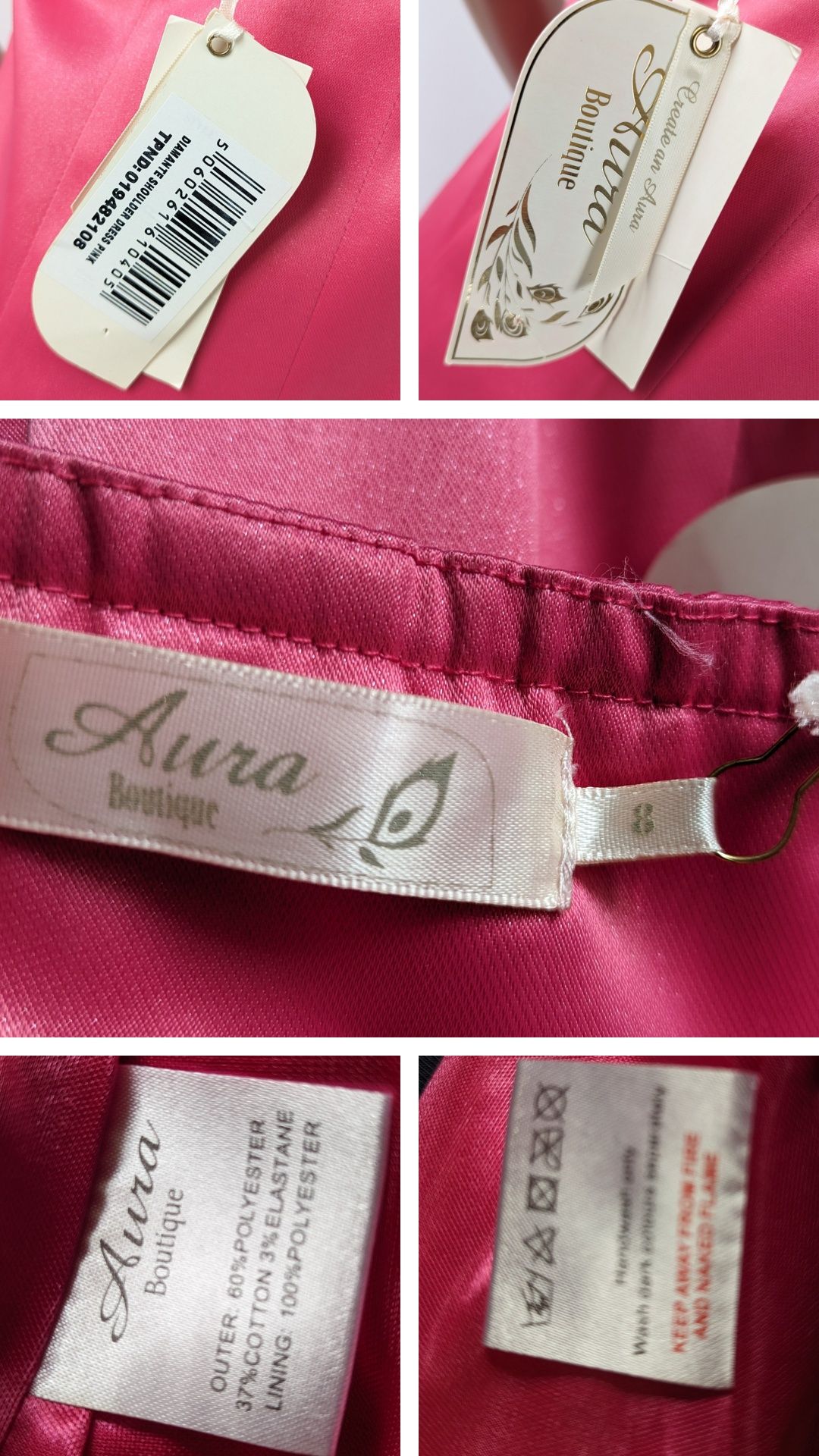 Nowa różowa sukienka satynowa asymetryczna dopasowana Aura Boutique S