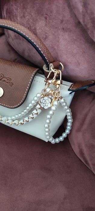 Dwa Breloki Ozdoby Perełki do Torebki Pasuje do Longchamp