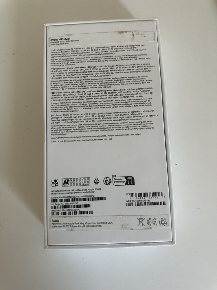 Iphone 14 pro max, deep purple, 256gb