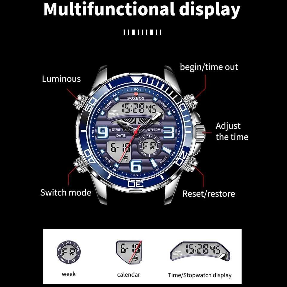 Duży zegarek męski cyfrowy Lige elektroniczny bransoleta luma box