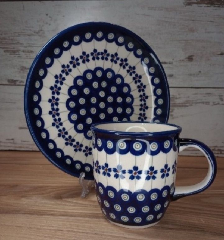 Kubek ceramiczny Mars 350 ml talerz Z.C.B. 19cm ceramika Bolesławiec