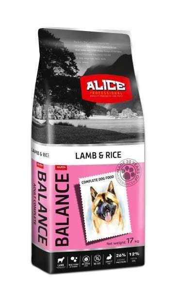 Корм для собак Премиум Alice Balance Lamb and Rice 17 кг
