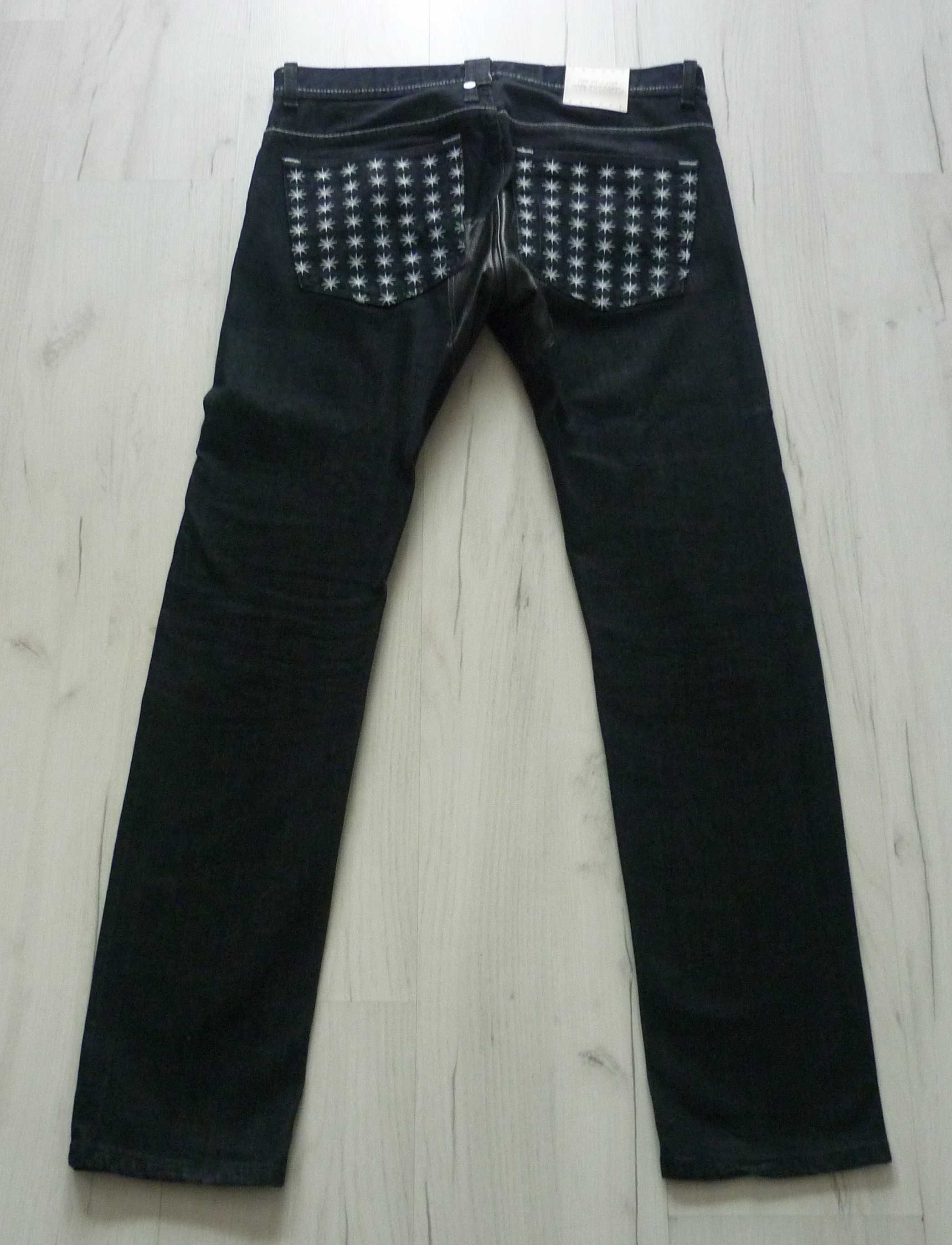 Męskie spodnie jeansowe MASS Denim rozmiar L jeans W32 czarne unikat!
