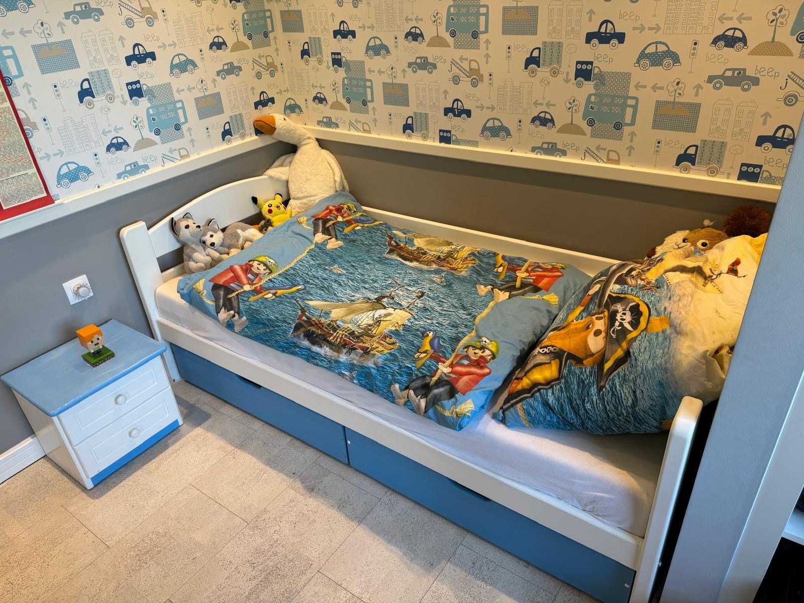 Łóżko dziecięce LILO 80x200 z materacem szafladami i barierką