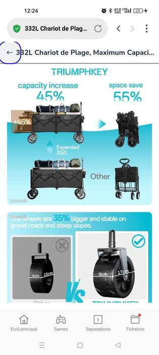 Carrinho dobrável extensível