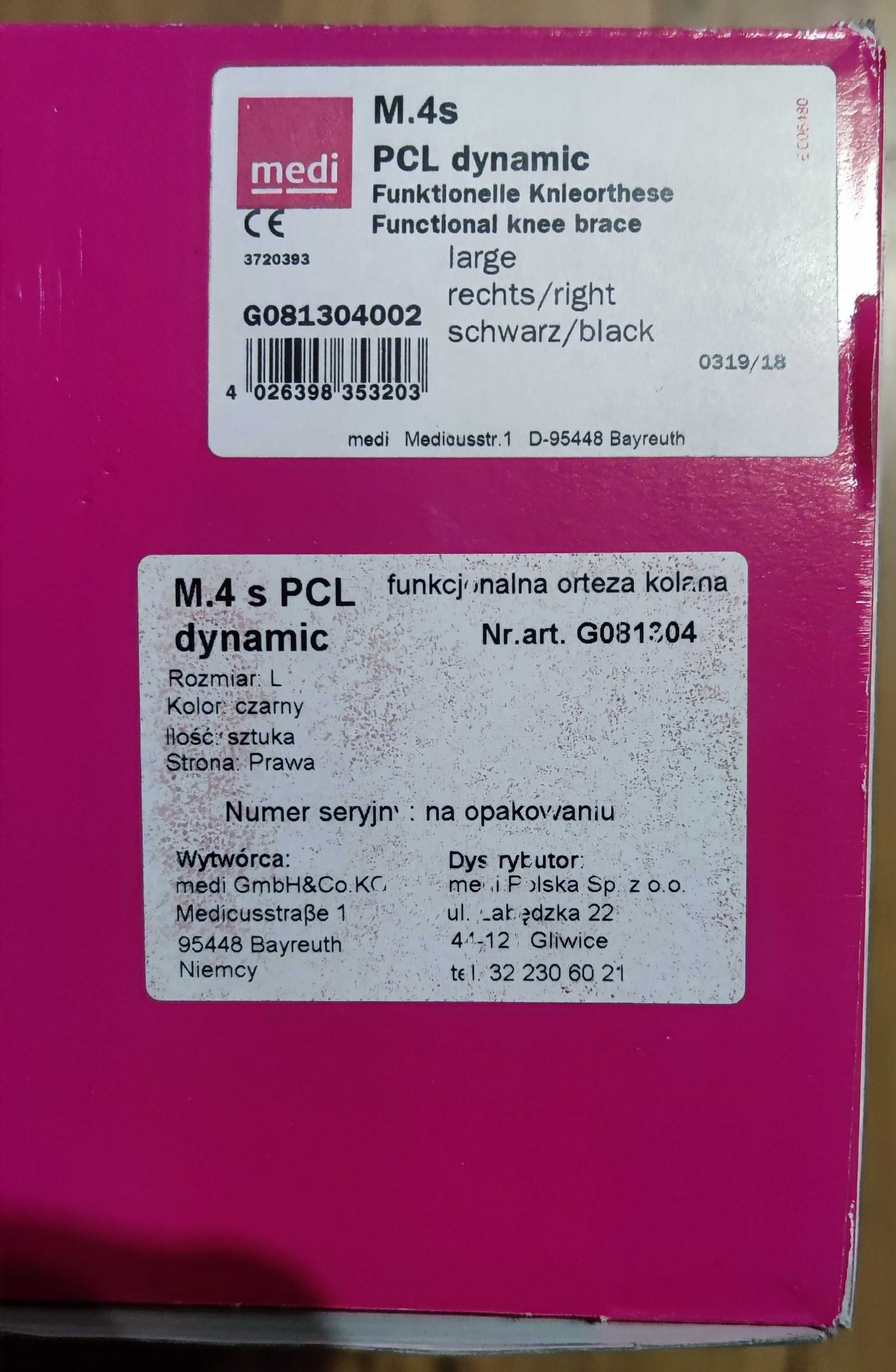 ORTEZA Medi M.4.s PCL - jak NOWA (uraz więzadła tylnego)