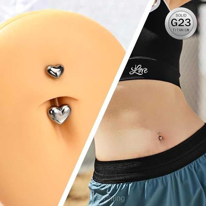 Tytanowy kolczyk do pępka w kształcie serca piercing biżuteria Melight