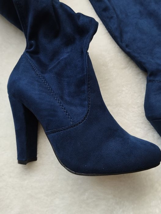 Kozaki  długie za kolano granatowe nowe r. 37