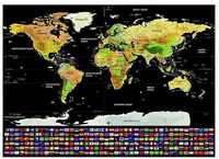 mapa świata + flagi zdrapka