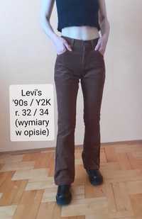 32 34 Levi's spodnie sztruksowe sztruksy dzwony bootcut Y2K vintage