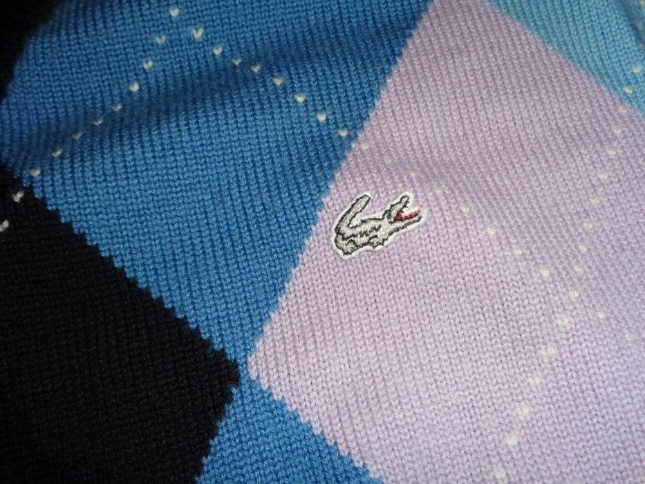 LACOSTE Woolmark PURE NEW WOOL wełniany sweter męski w romby j.nowy 4