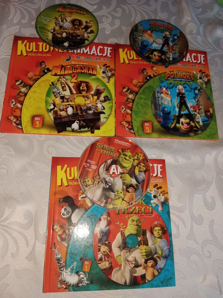 Zestaw książki i płyty DVD Kultowe animacje Madagaskar 2 Shrek trzeci