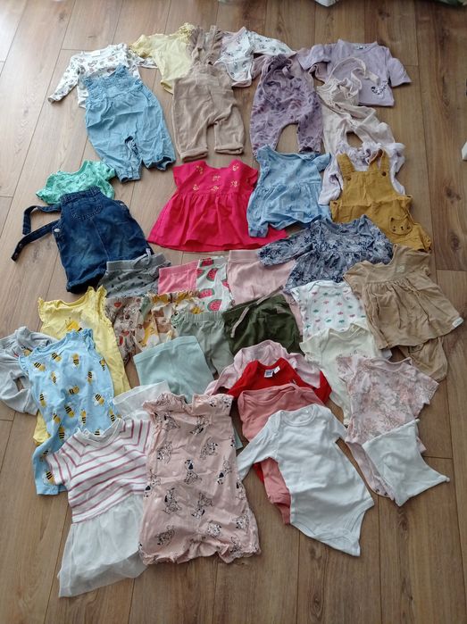 Mega paka ubrań 74/80 dla dziewczynki wiosna lato