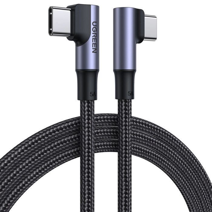 Ugreen kątowy kabel USB C - USB C QC PD 100W 5A 2m czarny