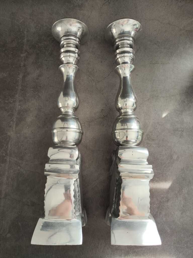 2 szt. duże wysokie (40 cm) metalowe świeczniki para komplet