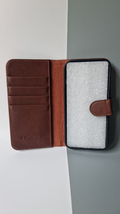 ETUI do IPhone 14 Pro SAUNPOT z klapka EKO skórą case portfel