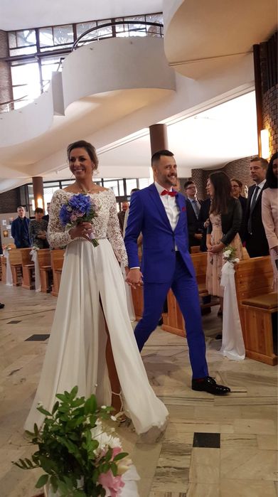 Suknia ślubna muślin i gipiura