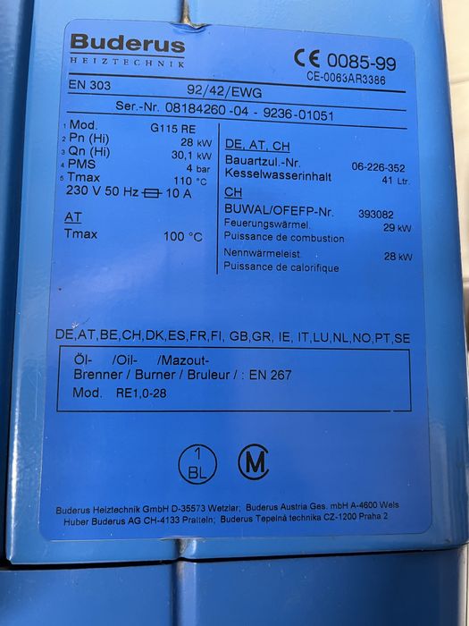 Sprzedam całe wyposażenie kotłowni z piecem BUDERUS