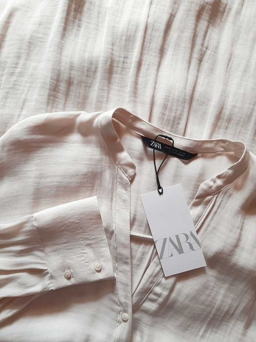 NOWA koszula Zara, oversize, kremowa bluzka, tunika, ecru, beż