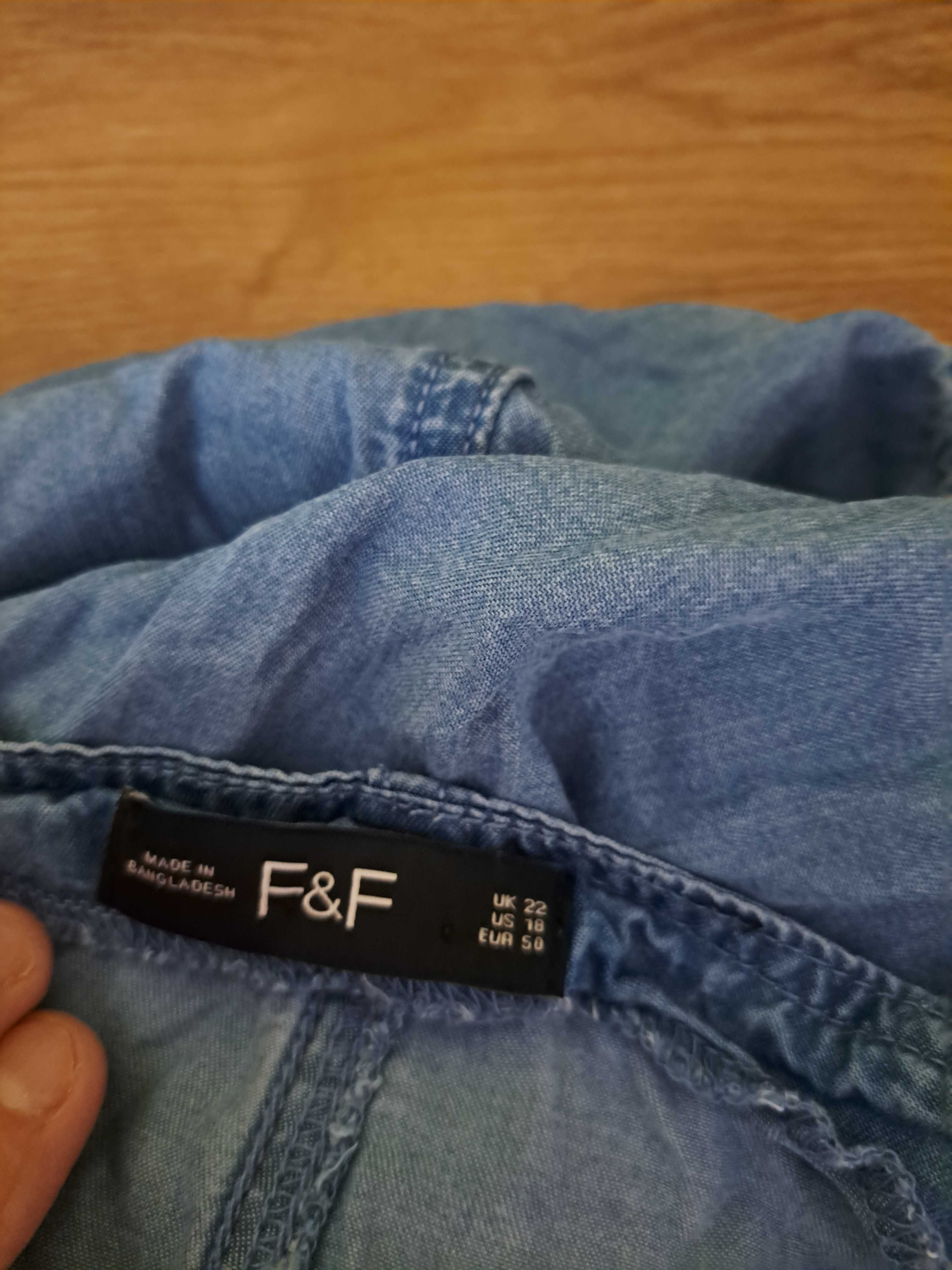 wygodny Krótki kombinezon F&F rozmiar 50 lekki jeans, lyocell