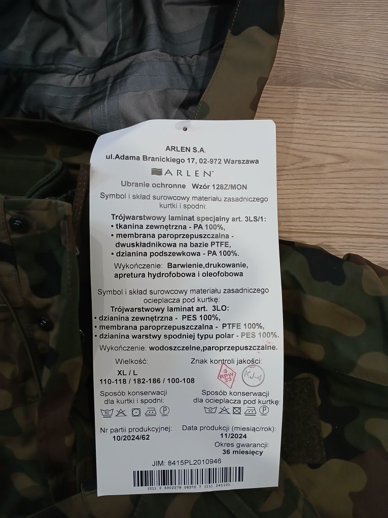 Ubranie ochronne WP 128Z/MON  - goratex
