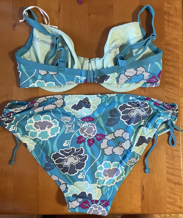 Panache Loren bikini 70DD 70E 32DD 12 turkusowe w kwiaty morskie
