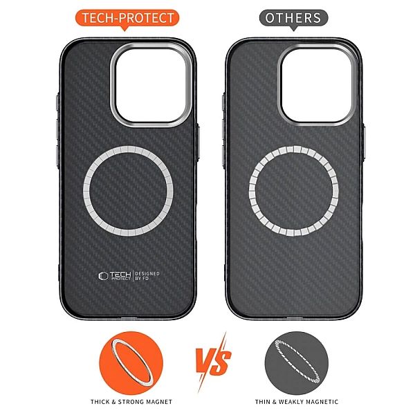 Etui Tech-Protect Ion Carbon MagSafe na iPhone 15 - czarne