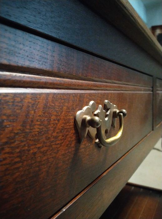 Konsola przyścienna dębowa stolik lite drewno solidnie wykonana