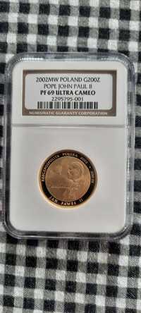 Złota moneta Jan Paweł II 200zl Pontifex Maximus Ultra Cameo