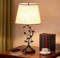 Lampa stołowa kształt gałęzi z liśćmi 2 porty Usb
