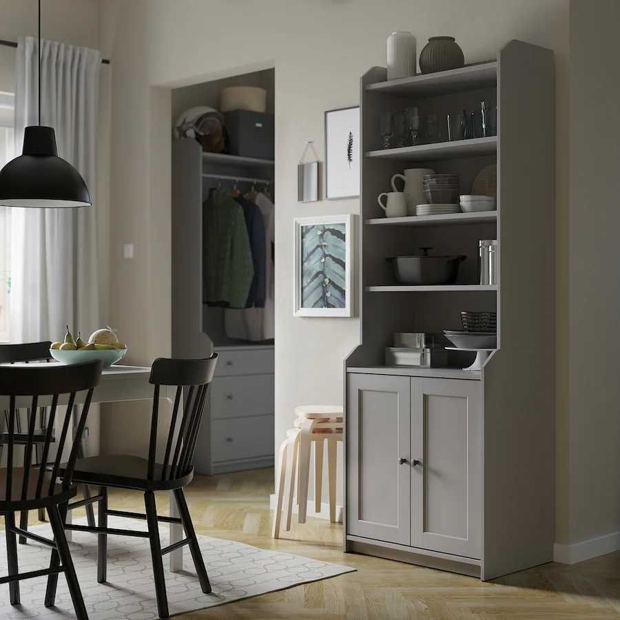 HAUGA ikea Szafka regał komoda z drzwiami szary, 70x199 cm, NOWA 799zł