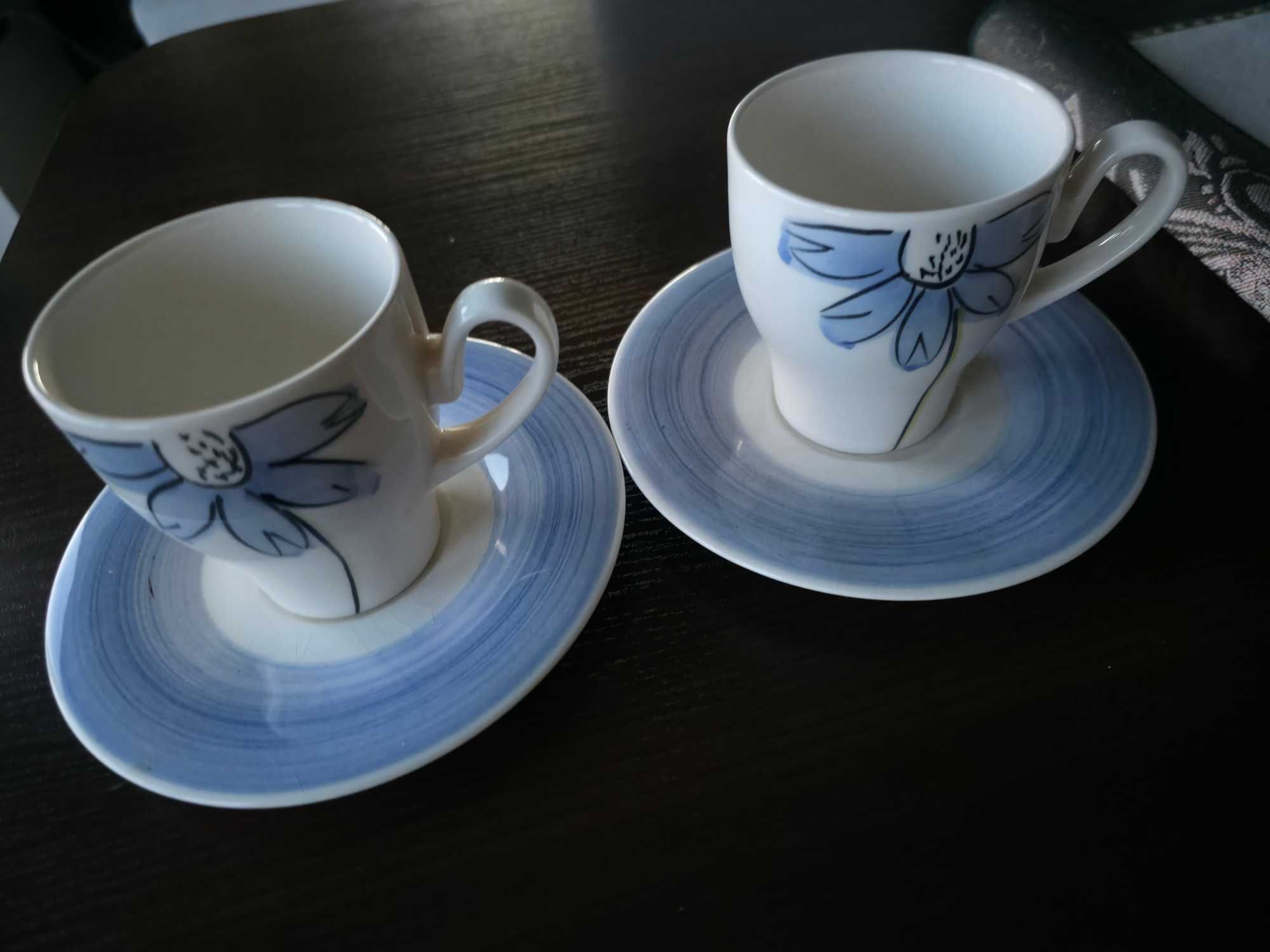 Komplet 2 podstawek i filiżanklek z porcelany Alexis