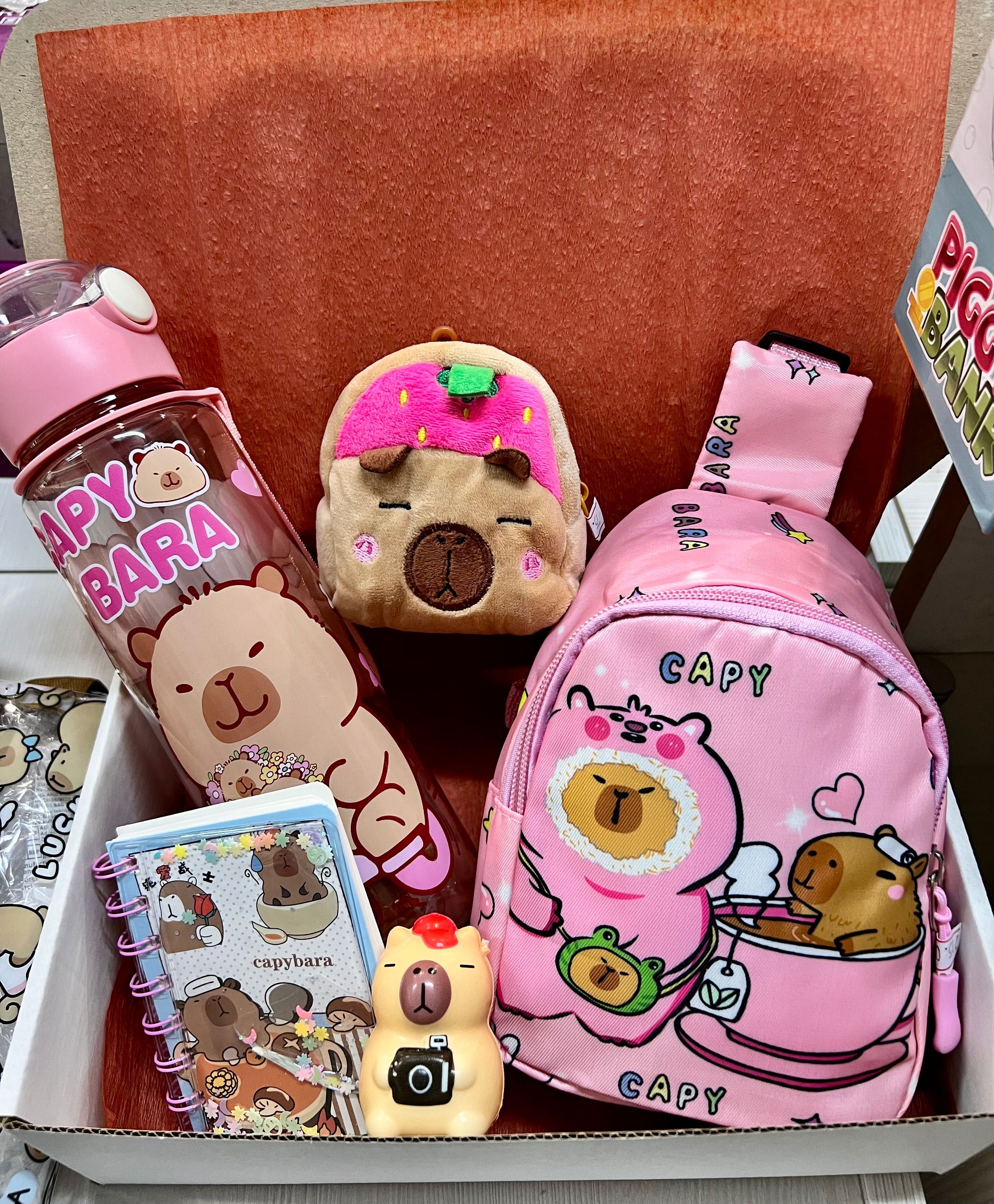 Іграшка капібара capybara подарунковий набір пляшка, сумочки