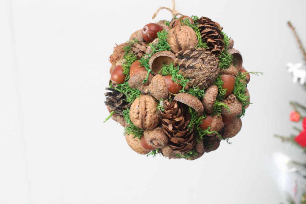 Naturalna kula wisząca jesień Boże Narodzenie rękodzieło