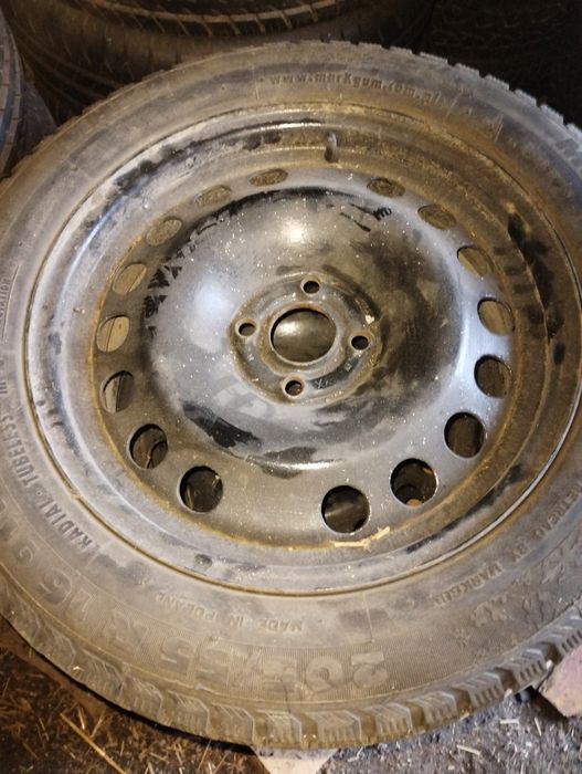 4 szt opon z felgami 4*100 ,opel 205/55r16,bieżnik 7mm