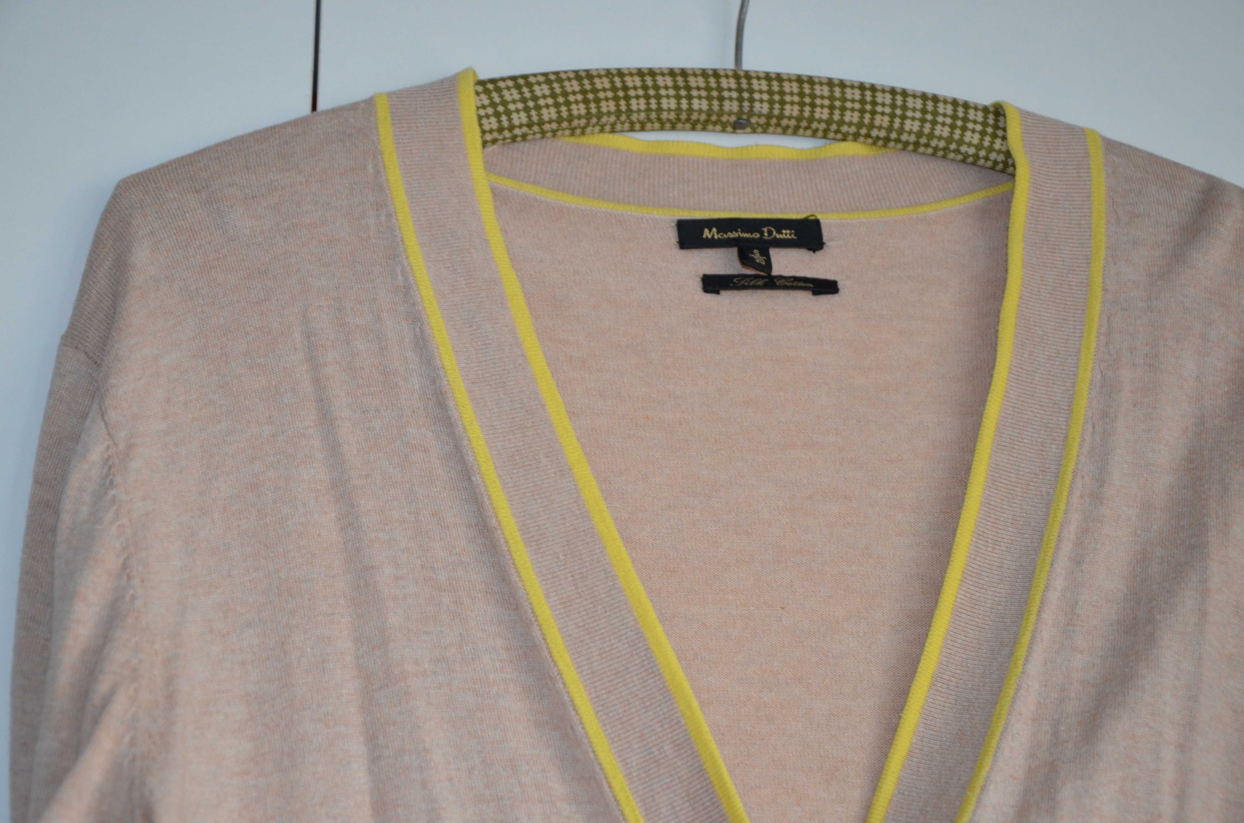 Kardigan r. S Massimo Dutti kremowo - żółty