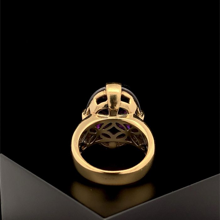 Pierścionek Giorgio Martello, pozłacany, fioletowa cyrkonia