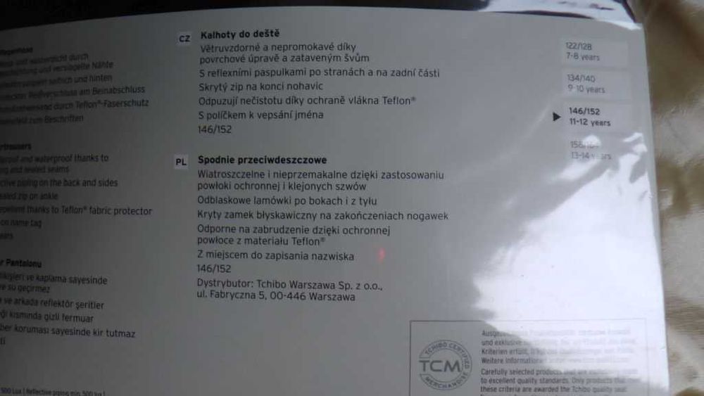 Spodnie przeciwdeszczowe TCM Tchibo 146-152cm uniseks