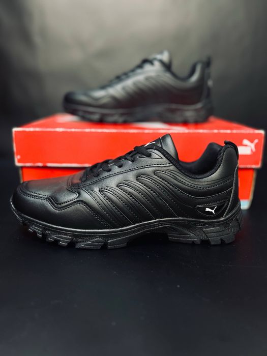 Черные кожаные кроссовки Puma / мужские демисезонные кроссовки пума