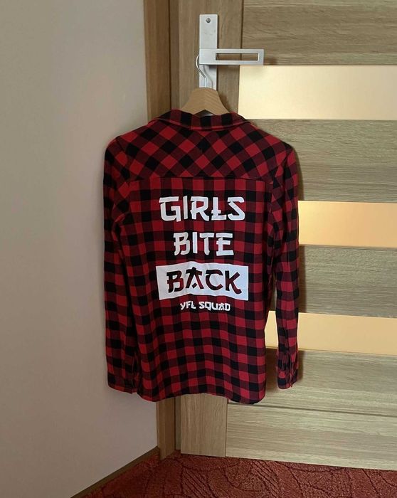 Czerwona Damska koszula z długim rękawem XS