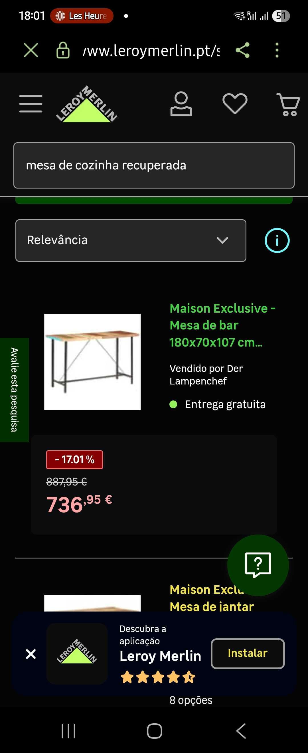 Mesa alta de bar