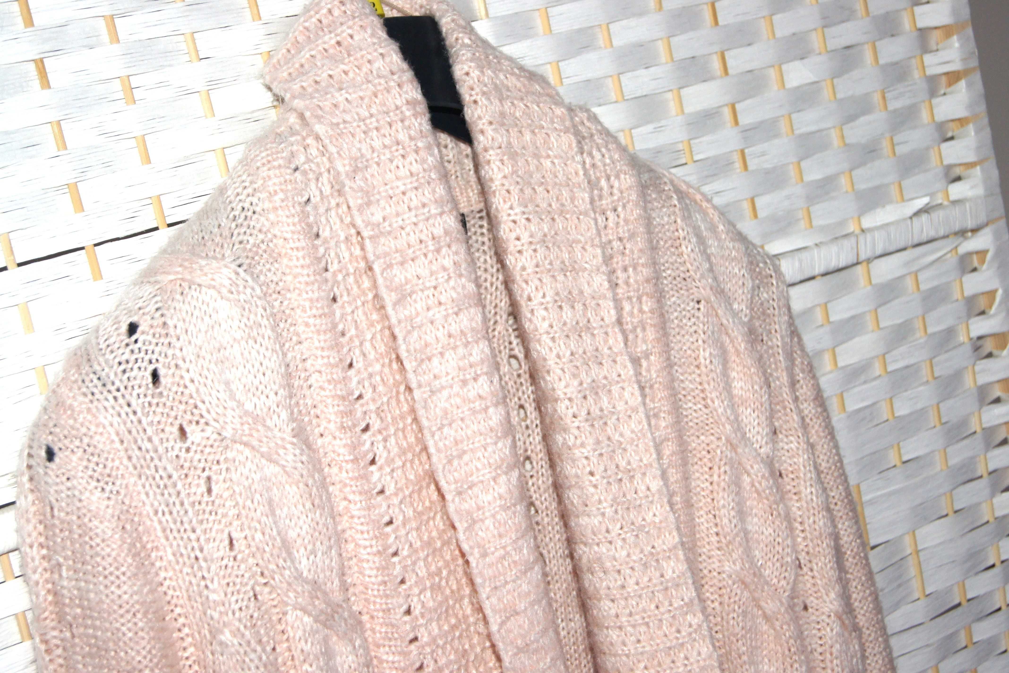 New Look ciepły długi sweter kardigan bez zapięcia 40 L
