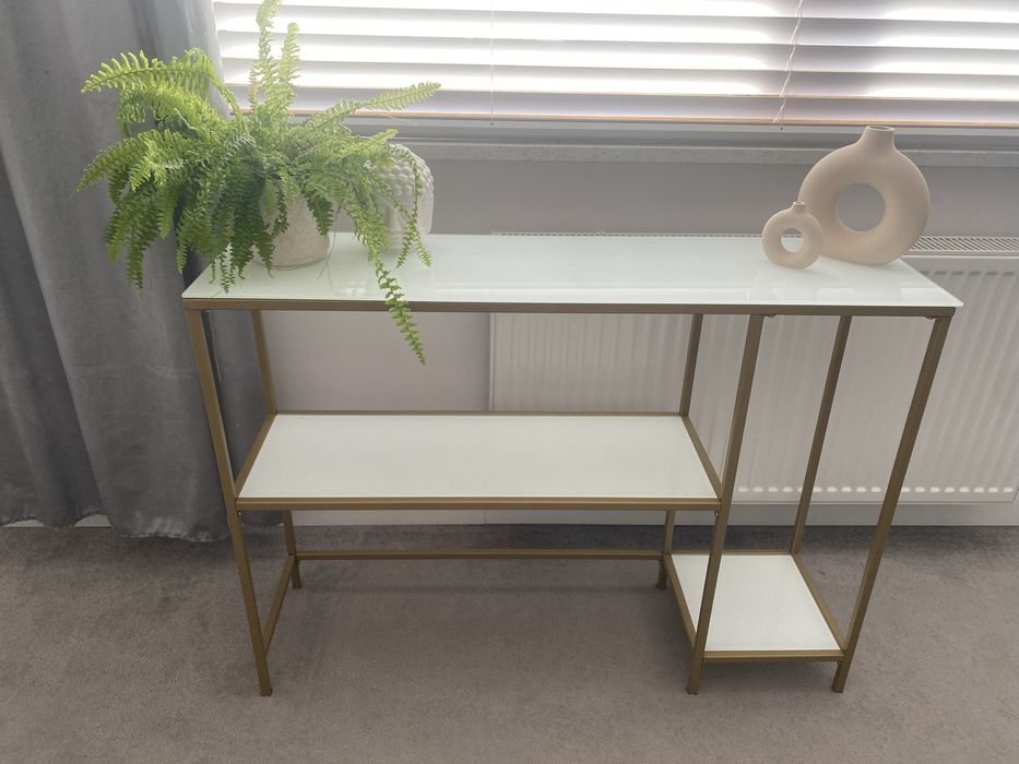 Konsola zloty stelaz szklane blaty