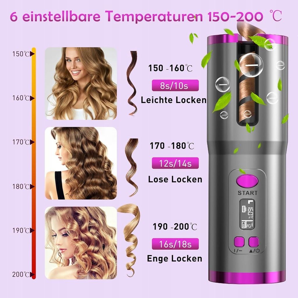 Loefme Lokówka automatyczna - 6 temp. obrotowa, LED