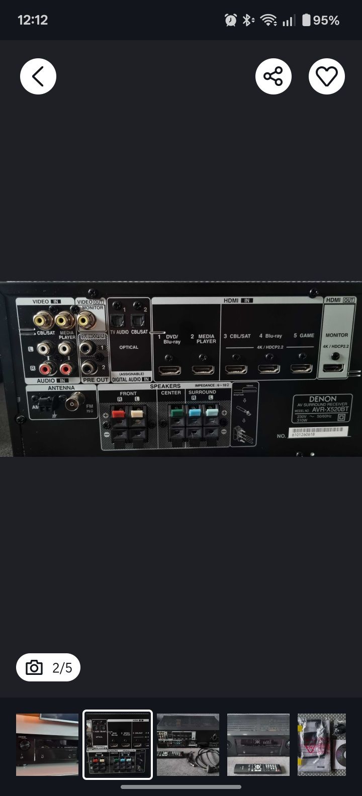 Amplituner denon AVR -x520 bt