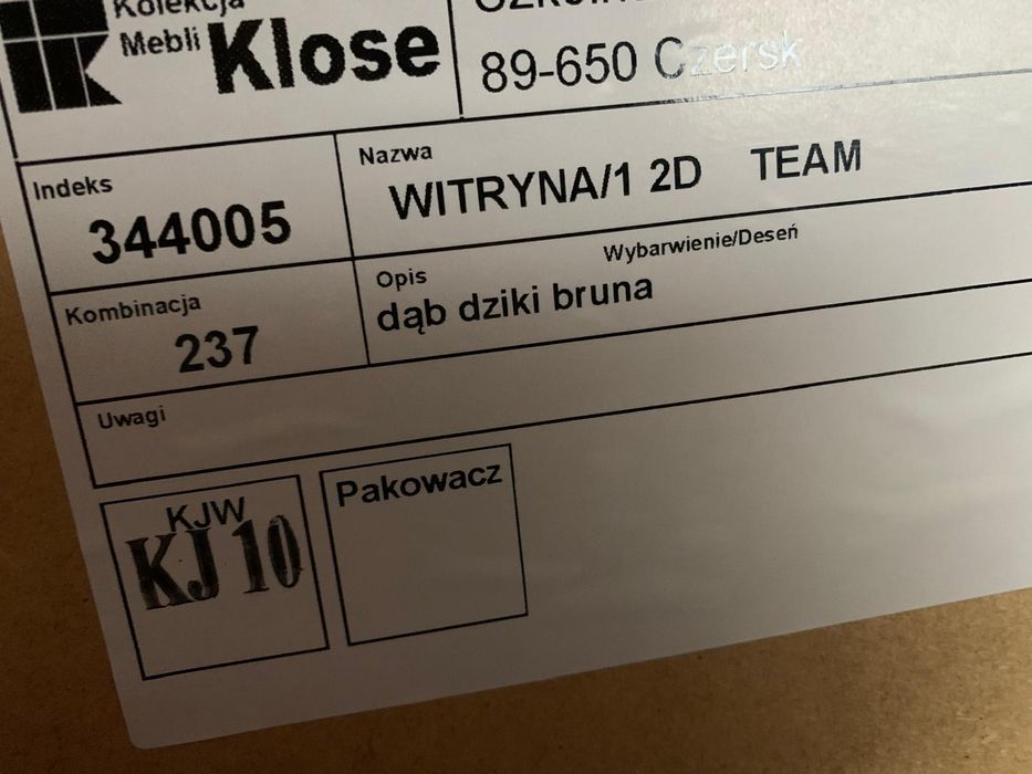 Witryna szafka Klose Team drewno szkło nowa