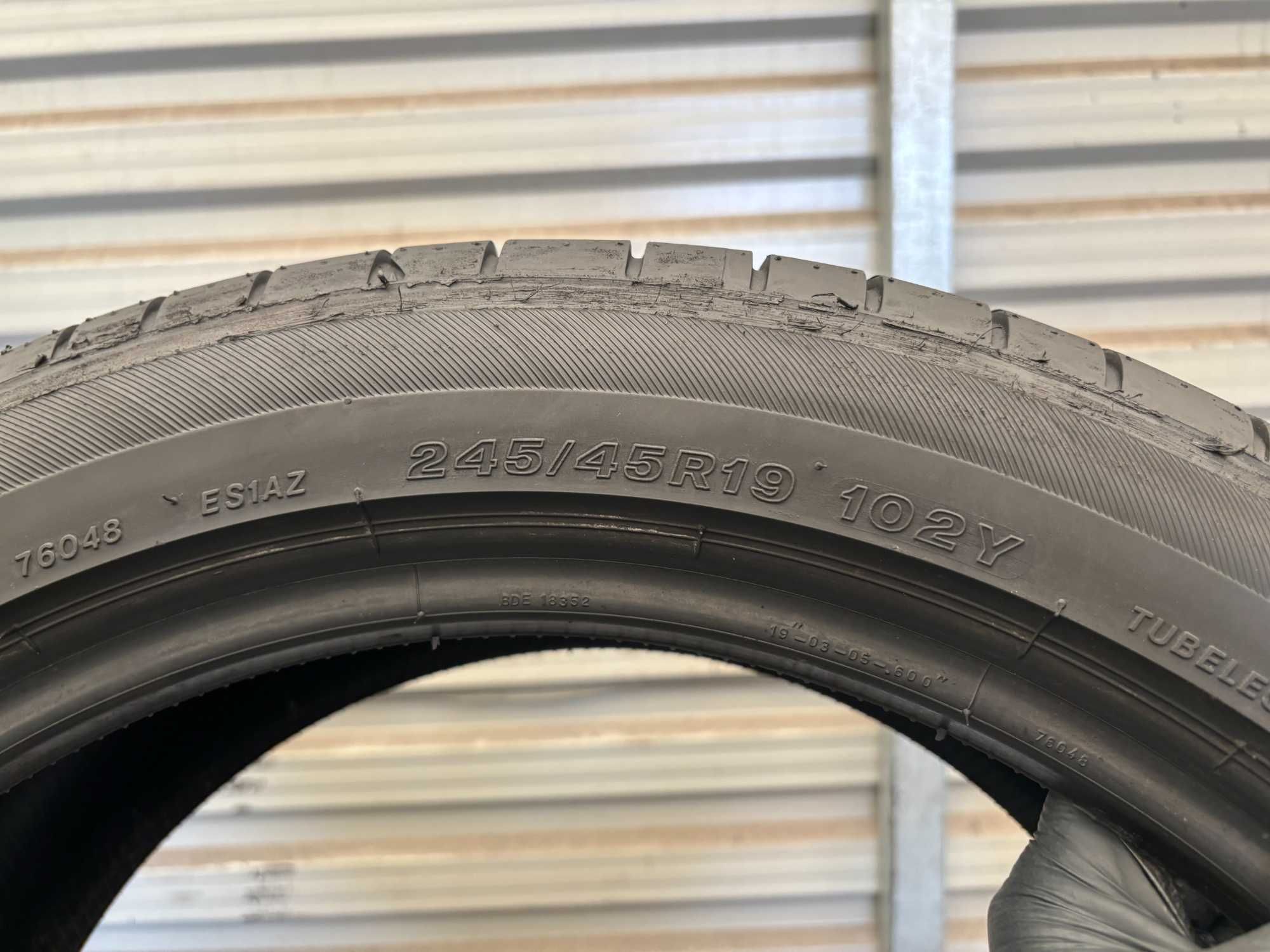 2szt letnie 245/45R19 Bridgestone 7mm 2023r świetny stan! L6279 gwar