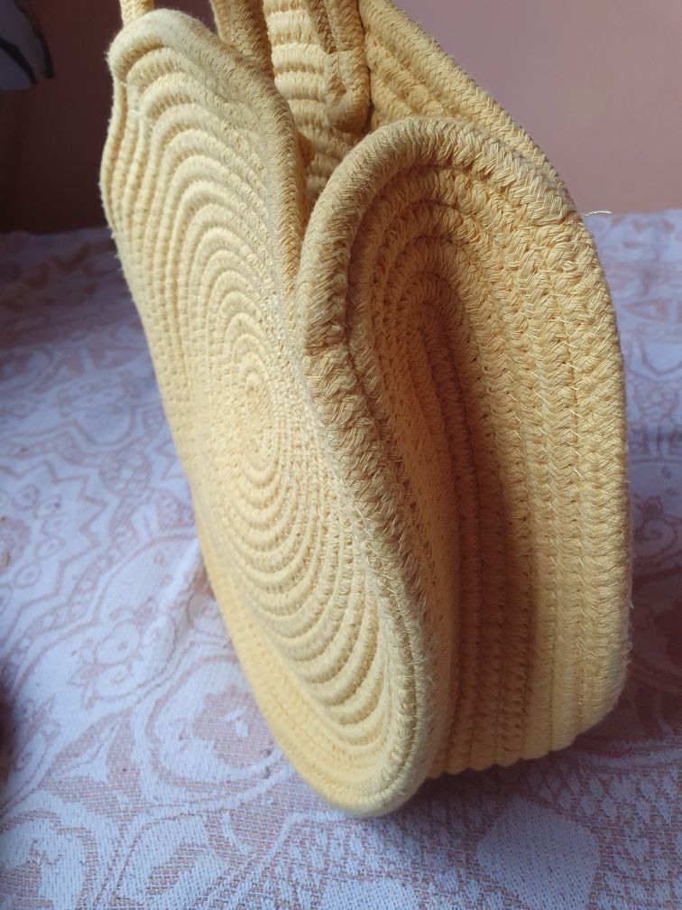 Torebka boho, materiałowa, słonecznie żółta