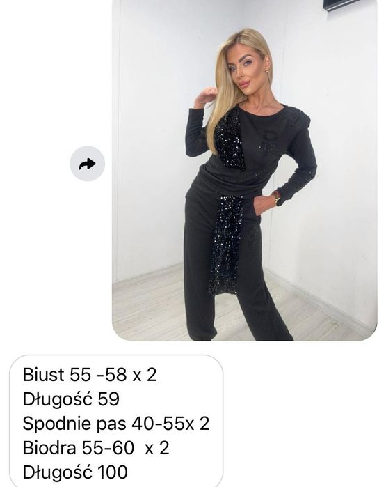 Piękny komplet dres cekiny logo paparazzi fashion