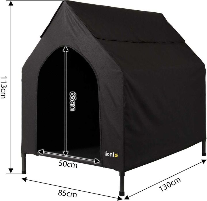 Lionto HL00863 Zadaszone Legowisko dla Psa, 130x85x113 cm, Czarny